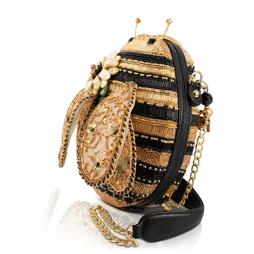 Sweet As Honey Bee Gold and Black Handbag front/right side