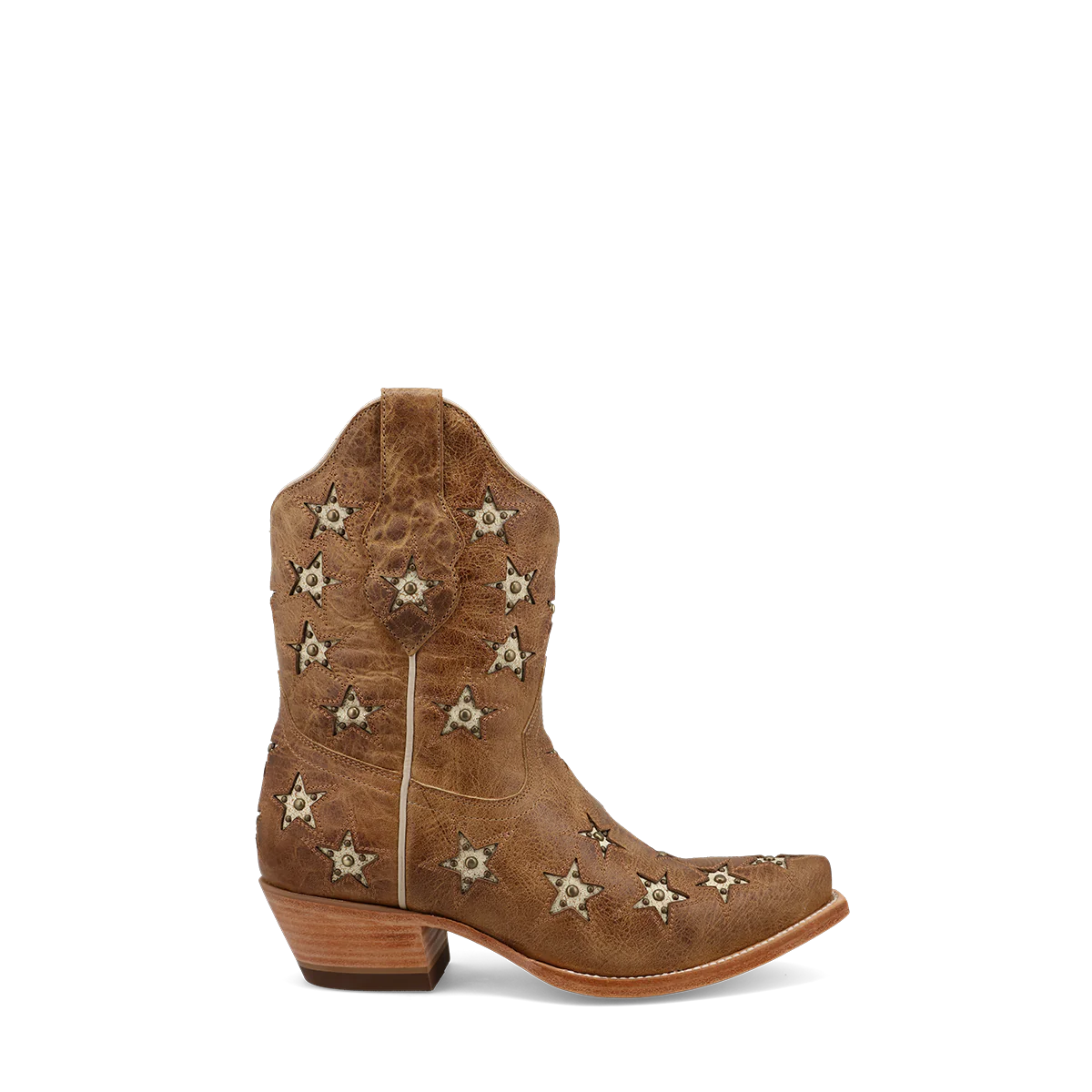 Black Star Women's Marfa Star Inlay Studded Bootie caramel profile