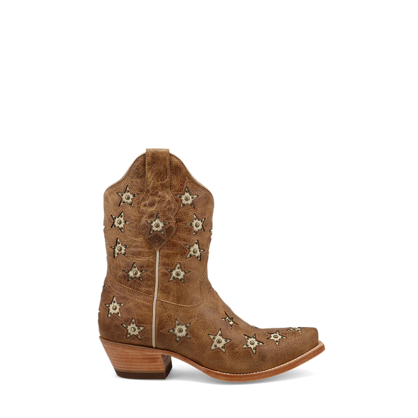 Black Star Women's Marfa Star Inlay Studded Bootie caramel profile