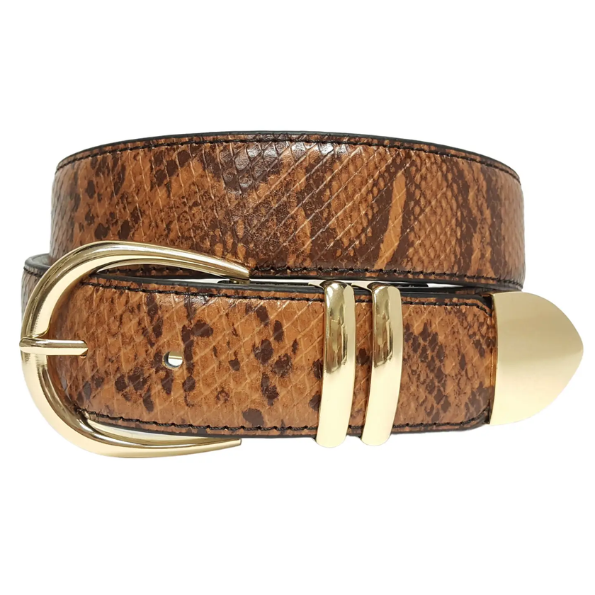 Snake Print with Shiny Gold Buckle Set