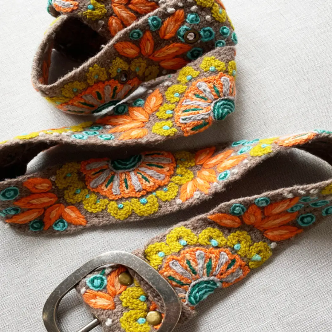 Jenny Krauss Andean Whisper Embroidered Wool Belt 