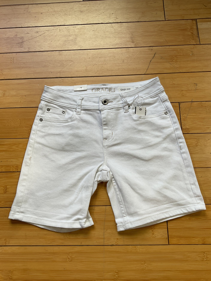 Grace denim mid-rise white short-front