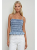 Lilly  Smocked Chambray Top, light denim-front