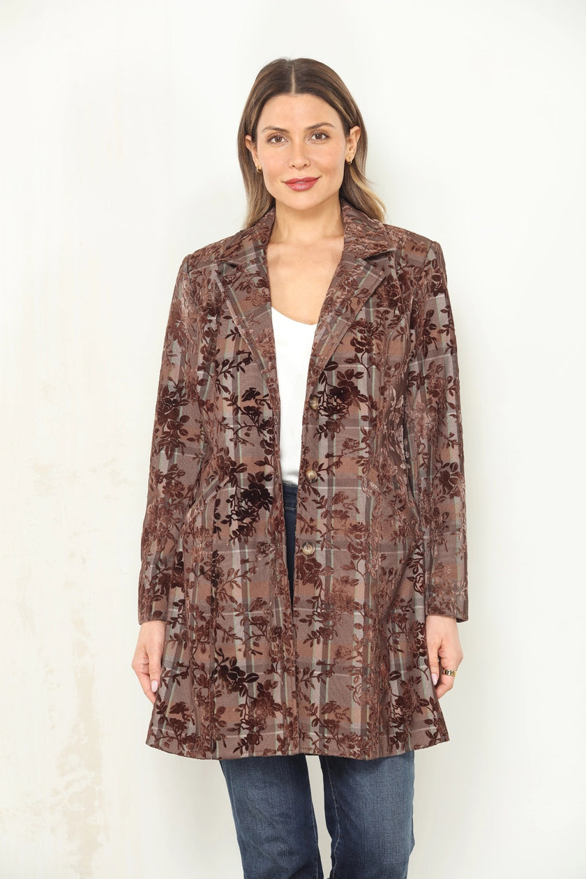 Fiona Flocked Plaid Jacket