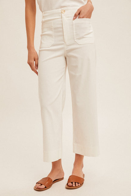 4 Way Stretch Wide Leg Pants white