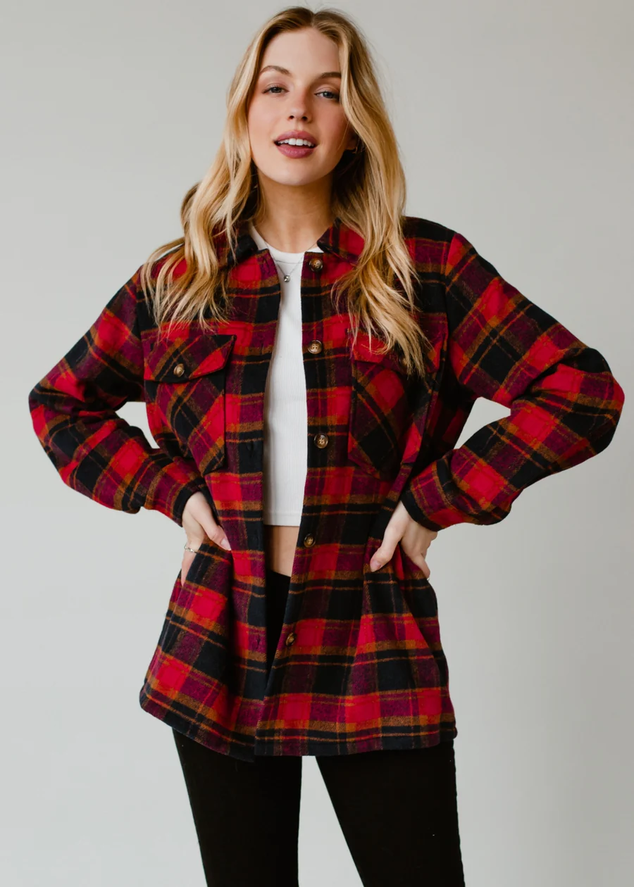 Plaid Jacket navy, camel & pink