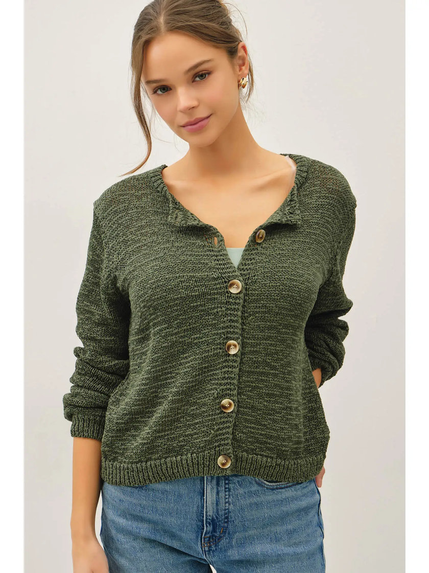 Volume Cuff Slubbed Cardigan