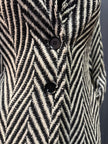 Chevron Notched Lapel Long Sleeve Coat