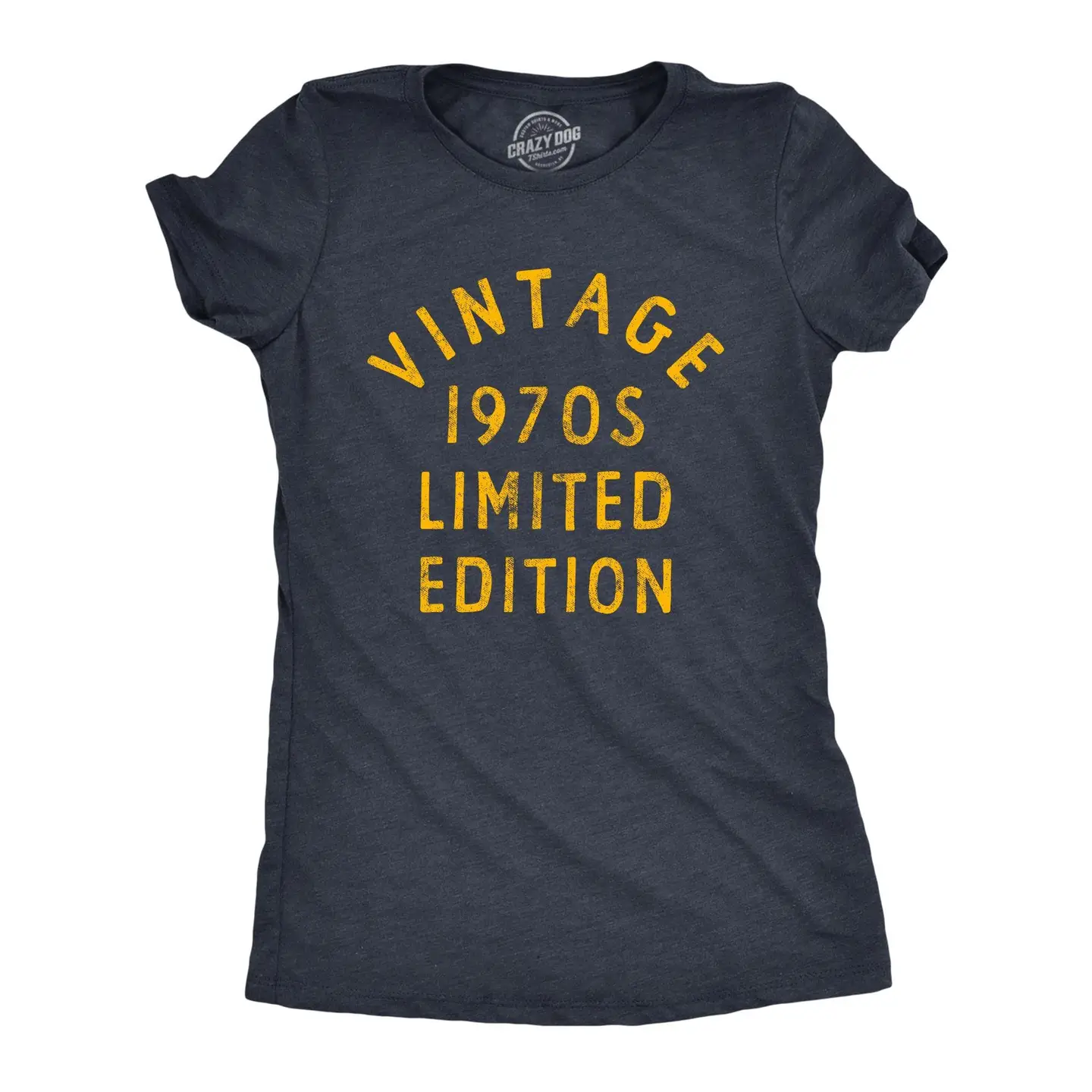 Vintage 1970s Women's Retro T-Shirt heather navy