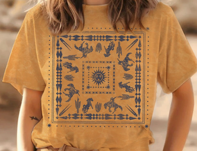 Western Bandana Mineral Tee, mineral mustard-front