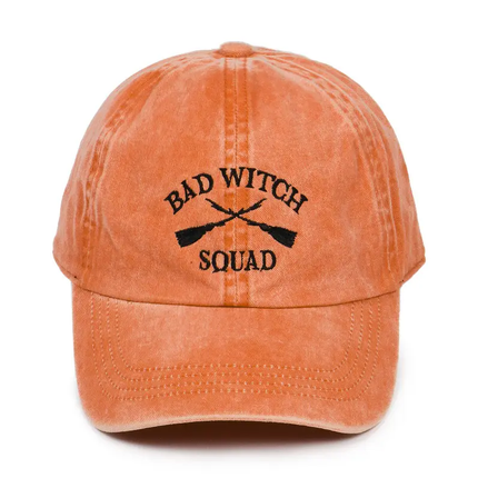 BAD WITCH SQUAD embroidery in Cotton Baseball Cap - Rust