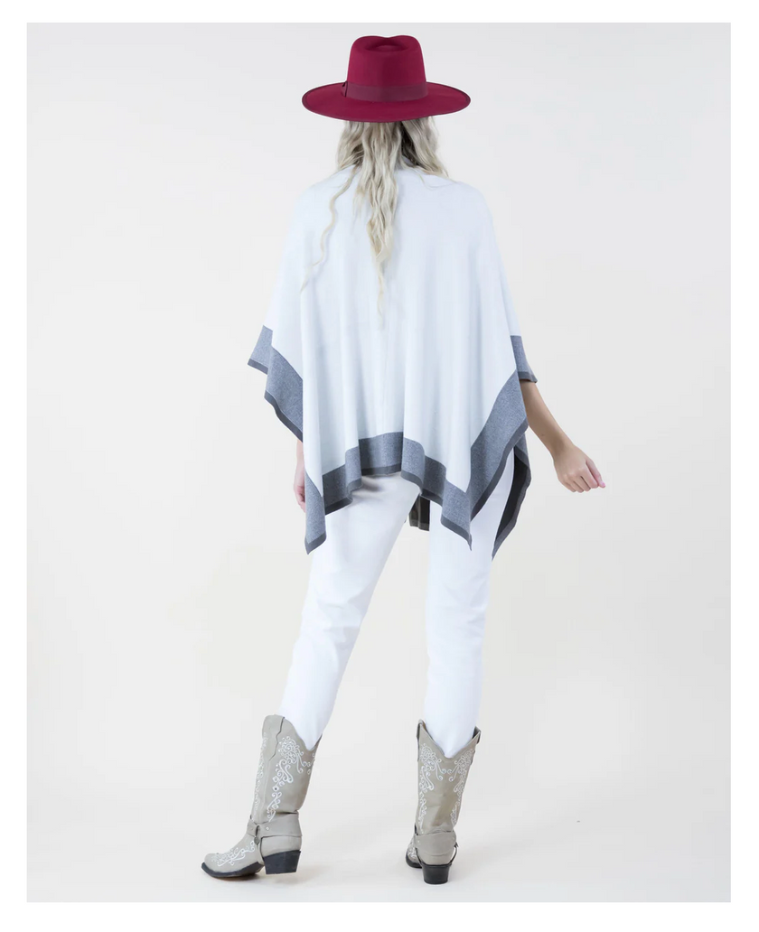 Two Tone Border Tight Knit Kimono back