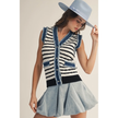 Zev Denim Checker Stripe Knit Vest
