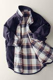 Reversible Cord Flannel Plaid Western Shacket