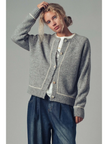 Wool Blend Sweater Cardigan Statement Buttons