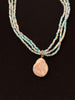 Three Strand Aqua Beaded Necklace with Pearl Drop nw 24 70