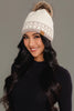 Ivory & Taupe Patterned Knit Pom Hat
