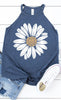 Daisy Flower Spring Floral Summer Bloom Tank Top heather blue