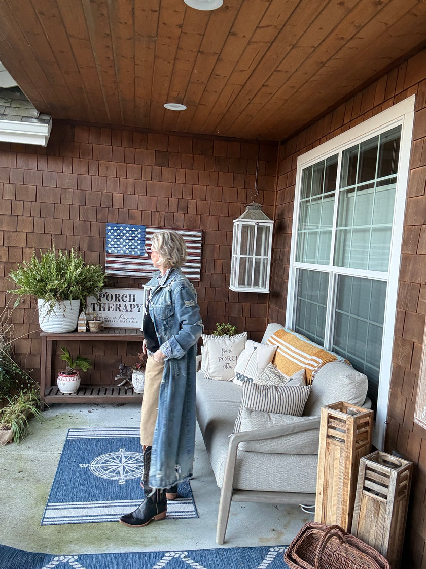 Distressed button up Denim Jacket