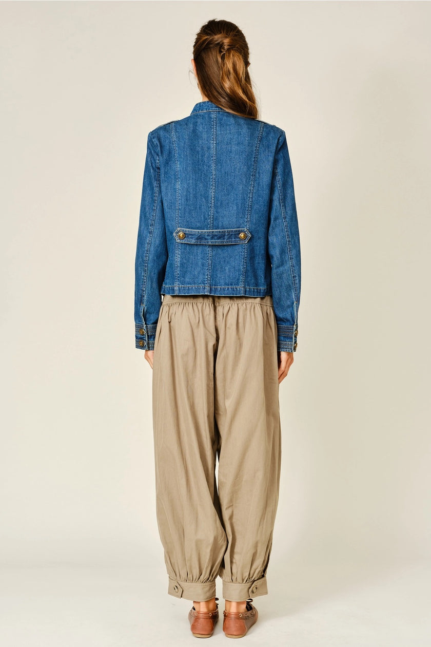 Military Double Button Denim Jacket vintage denim back