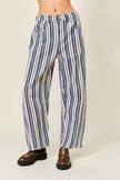 Alex Striped Cotton Barrel Pants