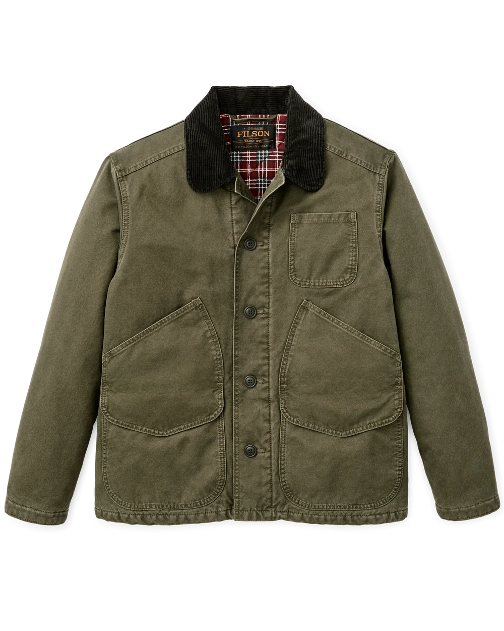 insulated canvas outfitter jacket, dark olive-front