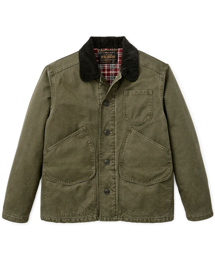 insulated canvas outfitter jacket, dark olive-front