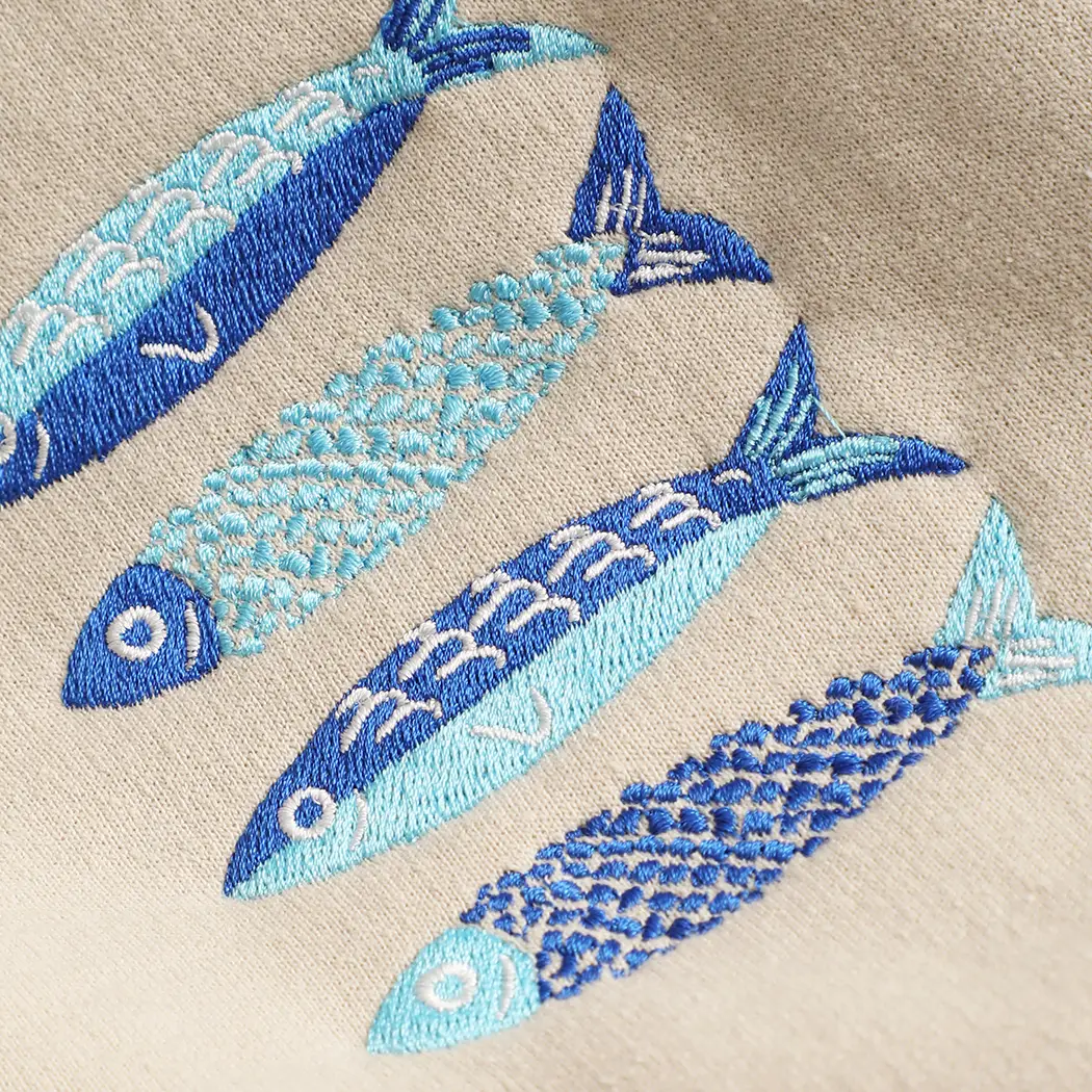 Coastal Four Fish Emb Heavy Sweatshirt, sand-detail