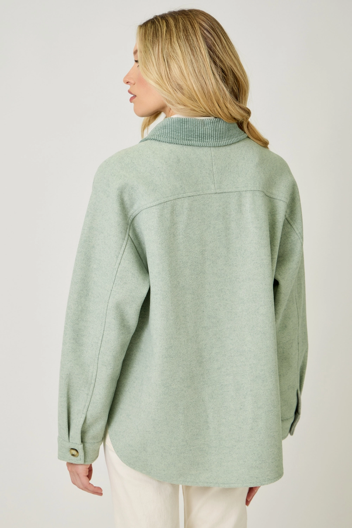 BUTTON DOWN SHIRT JACKET back faded seafoam