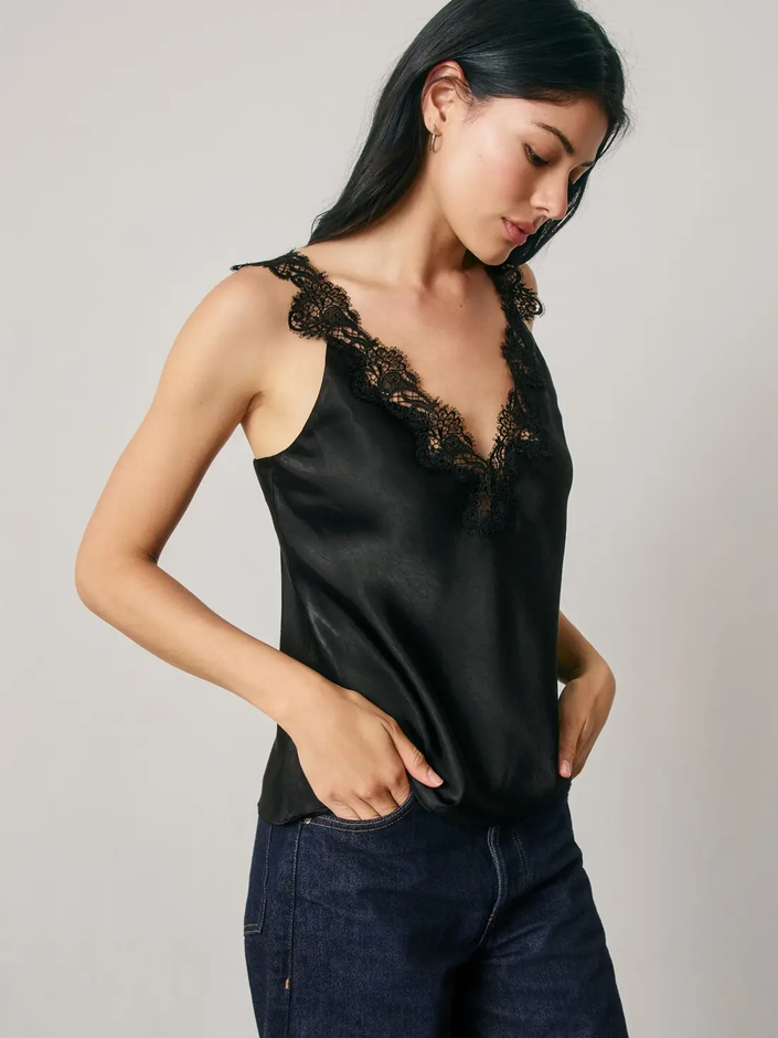 Satin Lace Trim Cami Top