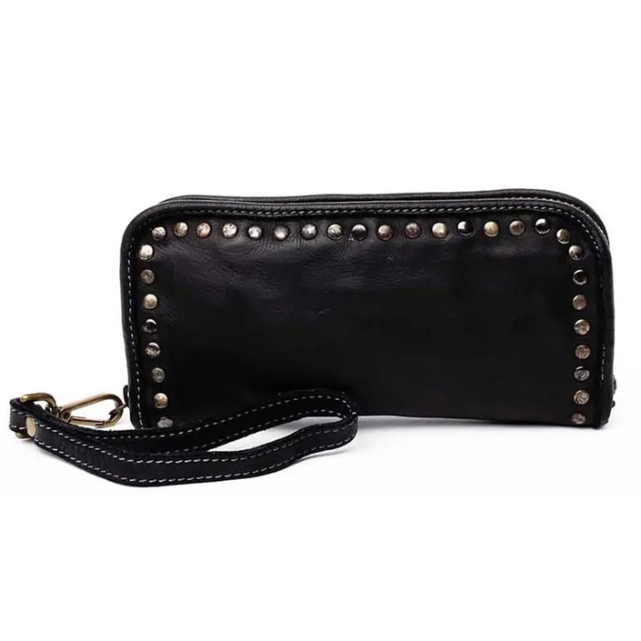 Black Sofia Zip Around Leather Wallet