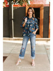 Giddy up Embroidered Cuffed Denim