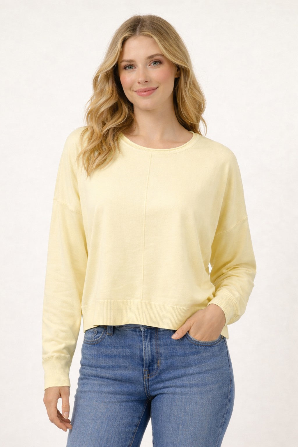 Natalie Round Neck Front Seam Sweater Butter