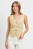 V-neck Button Down Vest latte front