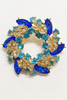 Crystal Wreath Pin Royal Blue