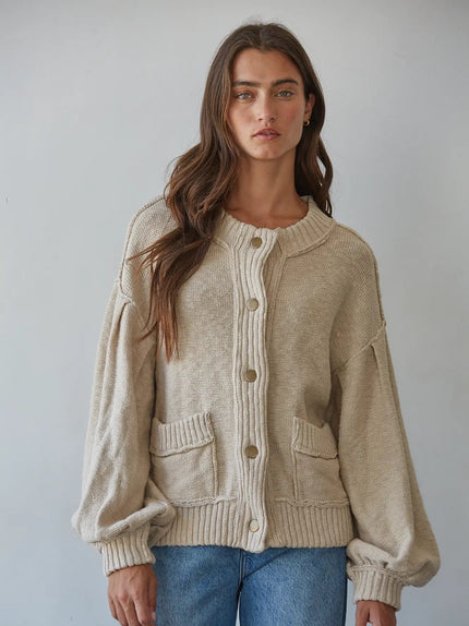 Button Up Double Pocket Cardigan