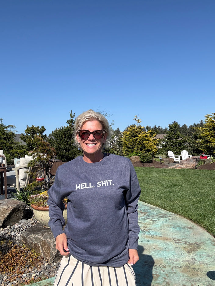 Well Shit Sweater, navy-front