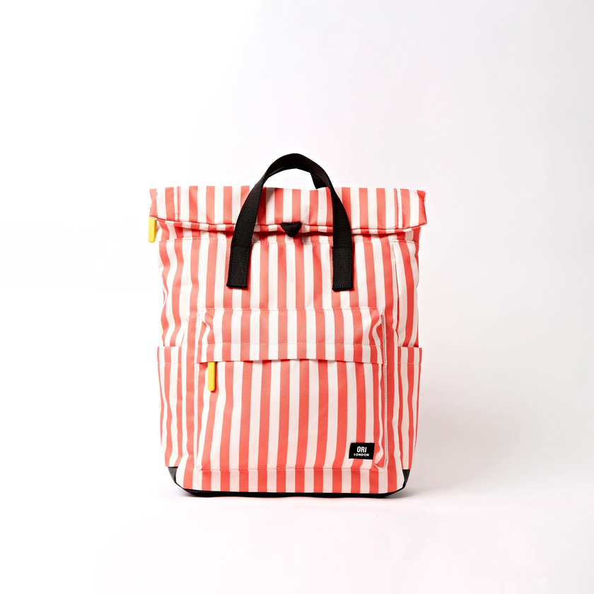 Ori London Canfield B (Seasonal) Medium Bag |red white stripe & black strap-front