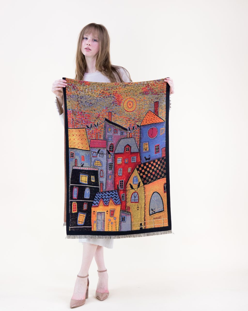 Whimsical City Homes Premium Scarf