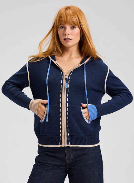Threaded Hoodie dark denim front