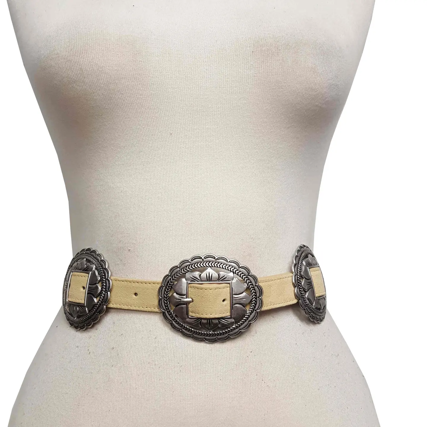  Genuine Suede Concho Belt sand on form
