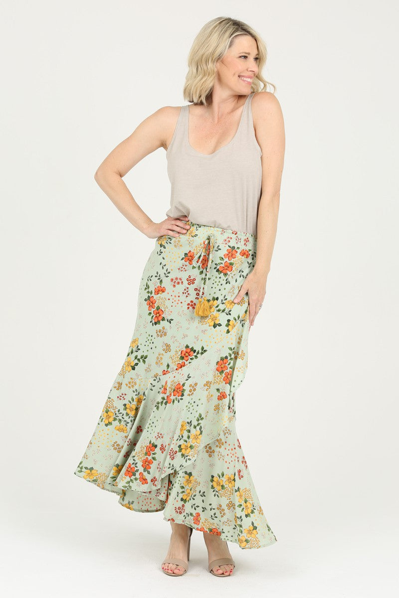 Siera Printed Wrap Maxi Skirt front