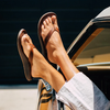 PANIOLO Womens Leather Flip Flops display