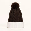 2-Tone Braided Cable Knit Pom Beanie