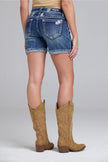 Grace Denim Cactus Floral Embroidered Short