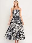 A Printed Woven Midi Dress