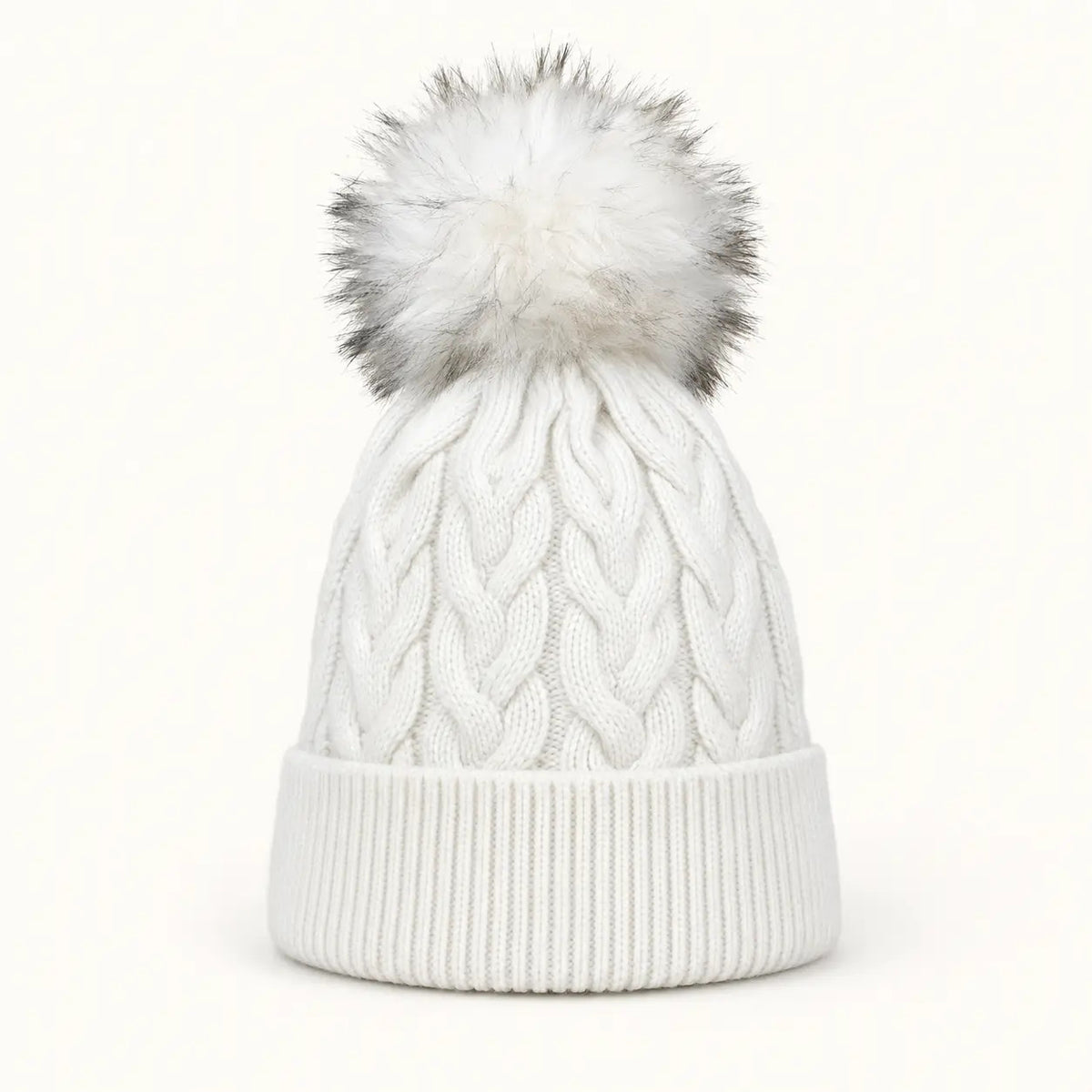 Braided Cable Knit Pom Beanie