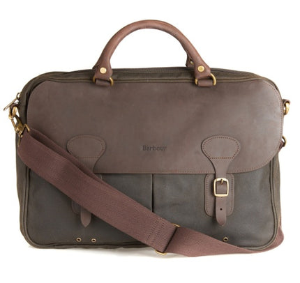 Barbour Wax Leather Briefcase Olive One Size
