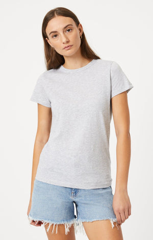 Snow Grey Melange Janet Basic SS Crew T-Shirt