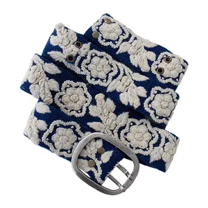 Jenny Krauss Two-Tone EMB Wool Belt Blue/Cream